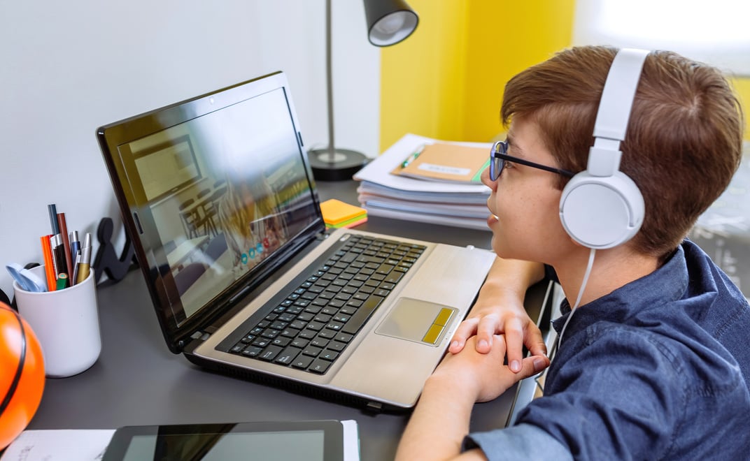 Boy Attending an Online Class 
